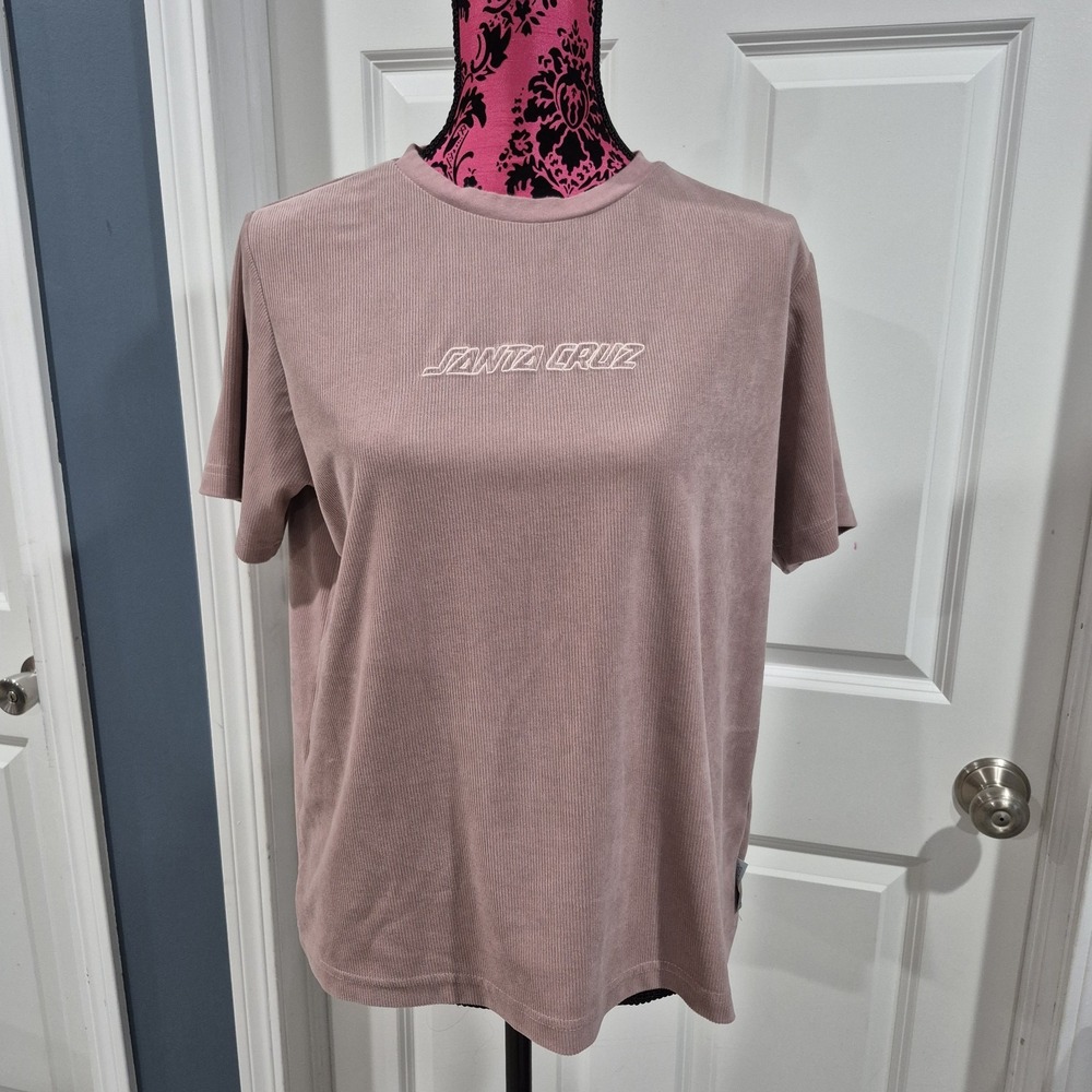 Santa Cruz Top Womens Medium Dusty Mauve Pink Corduroy Skater Y2K Style Stretch‎